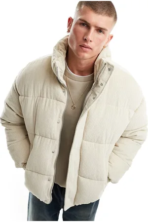 Bershka Padded cord jacket in ecru