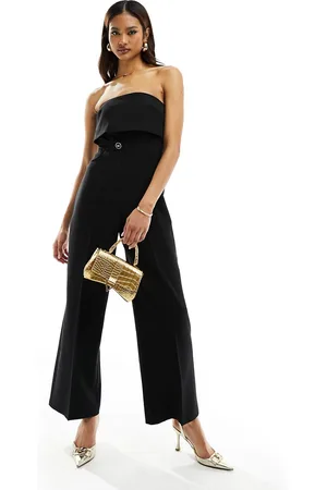 River Island Bandeau tailored jumpsuit in