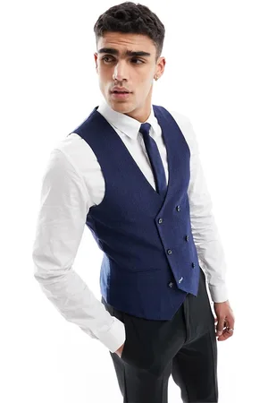 Harry Brown Slim fit double breasted waistcoat in melange