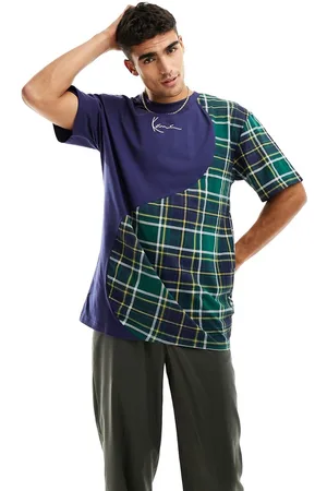 Karl Kani Oversized t-shirt in with tartan check wavy blocking