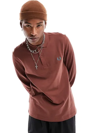 Fred Perry Long sleeve logo polo in whisky