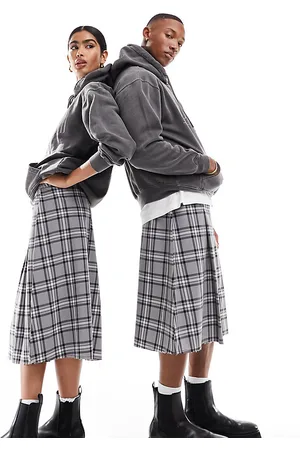 Reclaimed Genderless tailored skirt in check