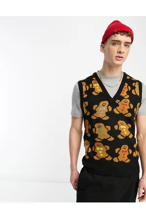 Another Influence Gingerbread Christmas knitted vest in