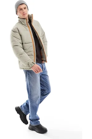 Only & Sons Heavyweight boxy cropped puffer jacket in beige