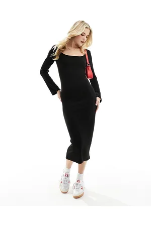New Look Long sleeve scoop neck midi dress in