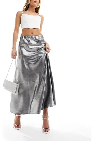 Y.A.S High waisted maxi skirt in metallic