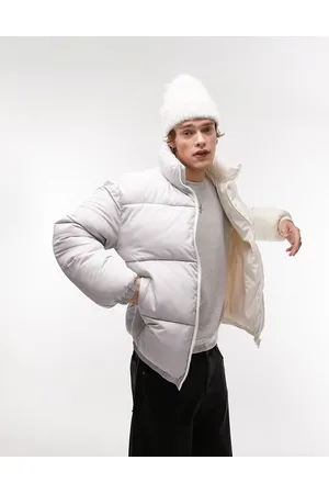 Topman Two tone splice puffer jacket in stone