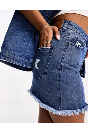 Karl Kani Denim mini skirt with raw edge in
