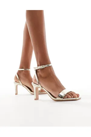 Bershka Strappy barely there heeled sandals in metallic