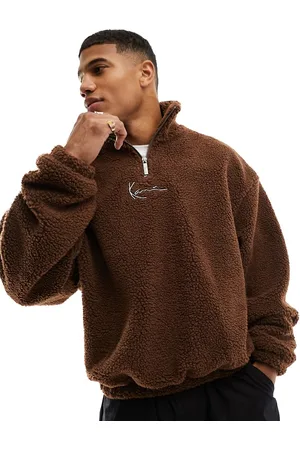 Karl Kani Signature half zip sweatshirt in borg with metallic logo
