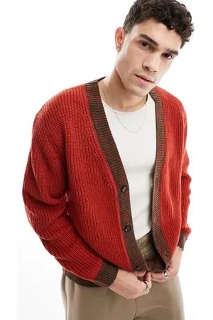 ASOS Relaxed knitted cardigan with contrast detailing in