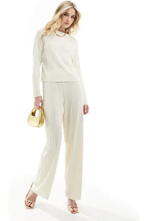 Y.A.S Textured high waisted trousers co-ord in cream