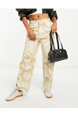 Obey Brighton printed carpenter trousers in beige