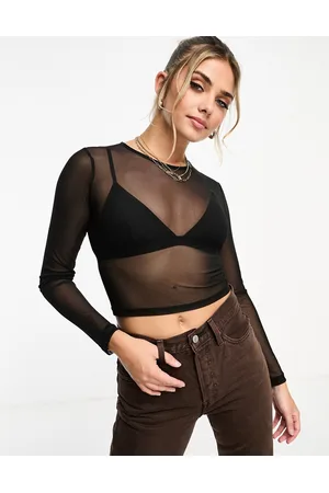 Pull&Bear Mesh long sleeved top in