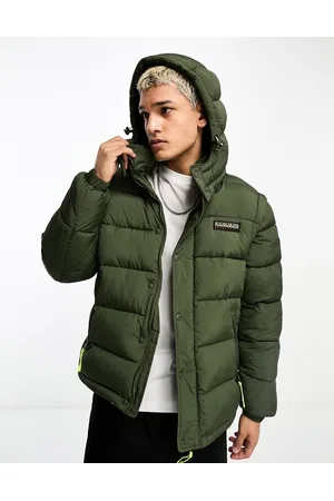 Napapijri Rick water-repellent puffer jacket with logo patches in khaki