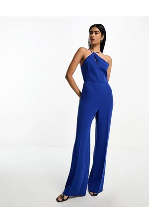 MANGO Asymmetric jumpsuit in blue