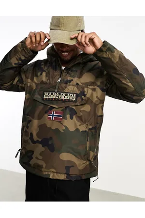 Napapijri Rainforest water-repellent overhead jacket with front pocket in camo