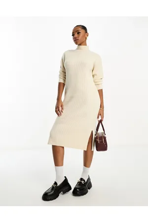 New Look Knitted midi dress in cream