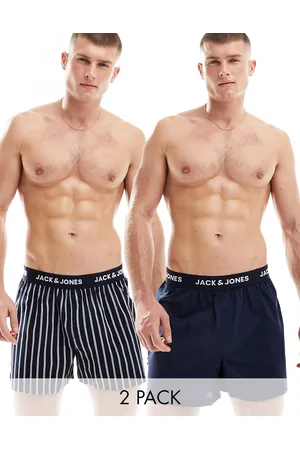JACK & JONES 2 pack woven trunks in navy & stripe