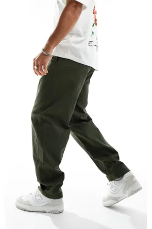 SELECTED Barrel fit twill trousers in khaki