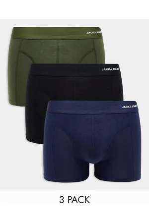 JACK & JONES 3 pack trunks in bamboo khaki & black