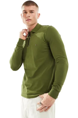 Tommy Hilfiger Zip tipped long sleeve slim polo in putting
