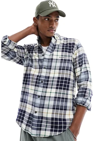 GANT Sheild logo check flannel shirt in cream