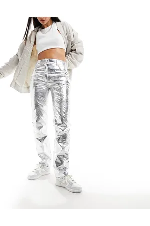 River Island Metallic straight leg trouser in
