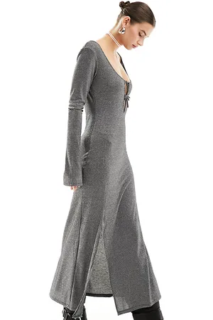 Reclaimed Silver maxi dress with keyhole and bow details