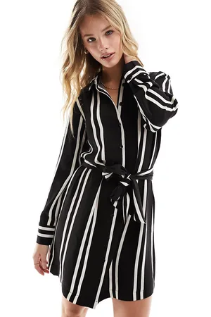New Look Stripe midi shirt dress in and white