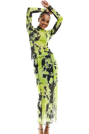 Object Lettuce edge maxi skirt co-ord in mixed lime print