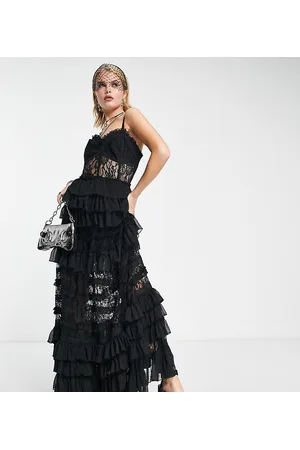 Reclaimed Limited Edition corset maxi dress with tiered lace in