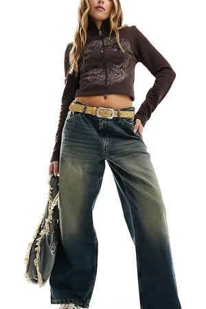 Reclaimed Low rise baggy jean in grunge wash