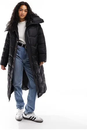 River Island Panelled puffer coat in