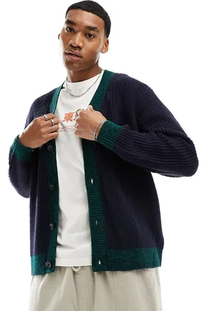 ASOS Relaxed knitted cardigan with contrast detailing in