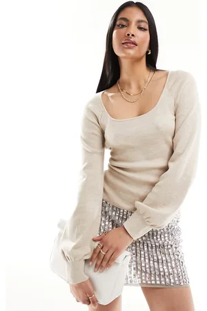 & OTHER STORIES Knitted top with volume cuffs in beige
