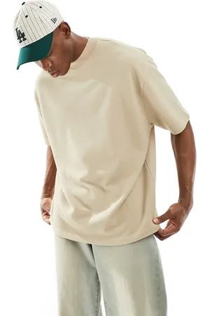 ASOS Turtle neck textured t-shirt in taupe