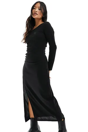 JDY Assymetric neck midi dress with side slit in