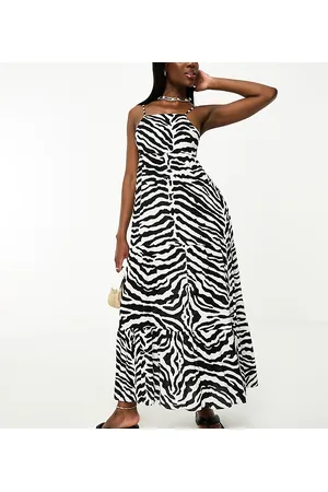 Iisla & Bird Tiered maxi beach dress in black and white zebra print