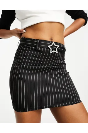 Heartbreak Pinstripe mini skirt with star buckle in