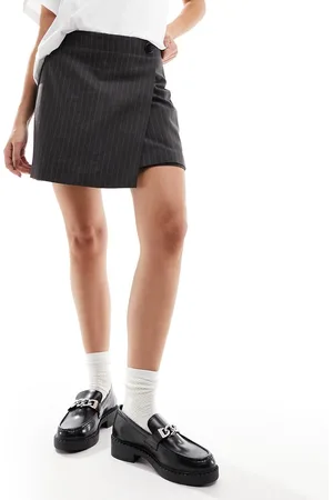 New Look Pinstripe skort in dark