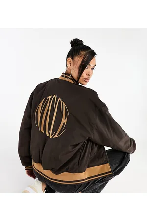Nicce London Able bomber jacket in dark with back embroidered logo