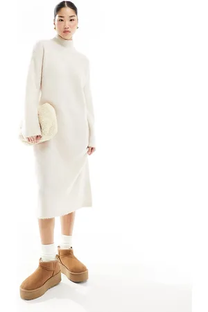 SELECTED Femme high neck knitted maxi dress in cream