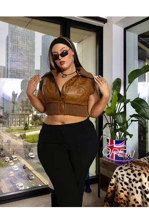 Labelrail X Holly Marston heavy rib sleeveless PU gilet in