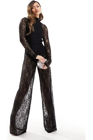 ASOS Lace overlay body wide leg jumpsuit in