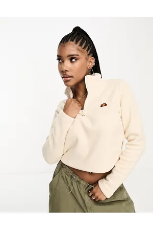 Ellesse Senatore half zip cropped borg fleece in off