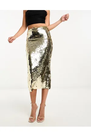 Starlet Embellished midaxi skirt in liquid sequin