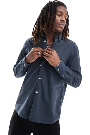 AllSaints Hermosa long sleeve fitted shirt in dark