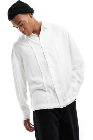 Reclaimed Distressed long sleeve shirt in with fraying detail