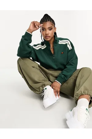 Ellesse Innocenzo cropped half zip sweatshirt in dark